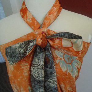 Wrap Skirt Reversible Orange Floral Dress